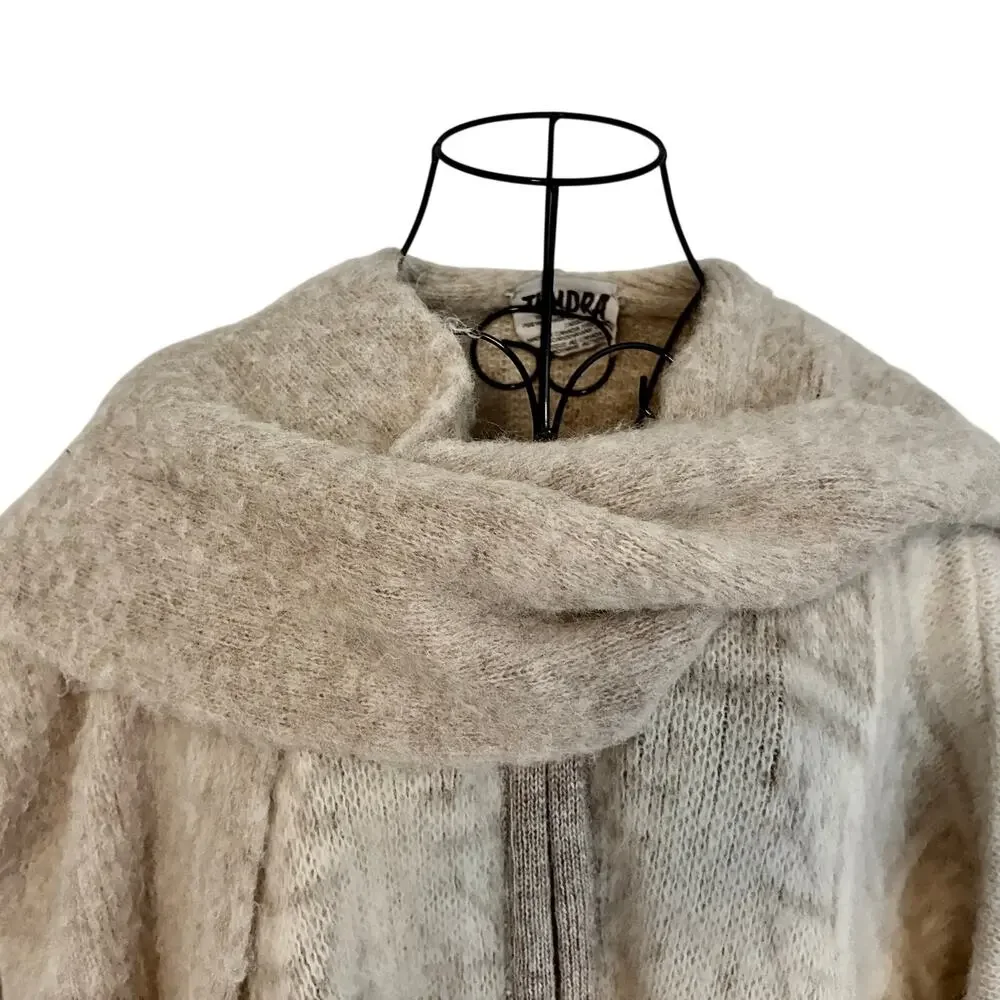 Vintage Tundra Canada Fluffy Scandanavian Wool Zip Cape Coat w/ Hooded Scarf